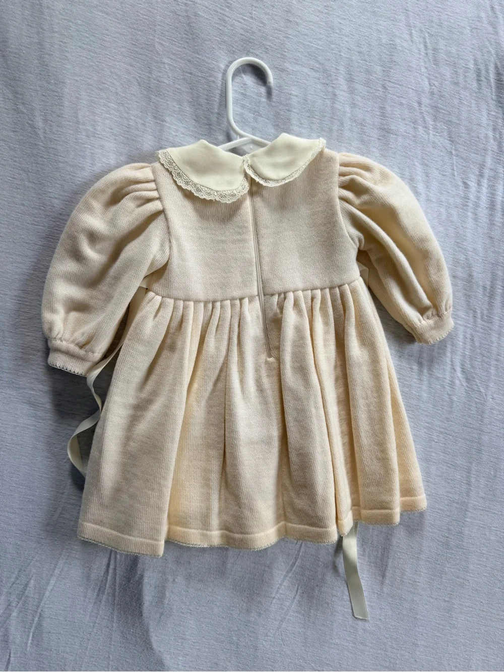 Stellina Baby Cream Smocked Dress with Satin Bow | 6 months